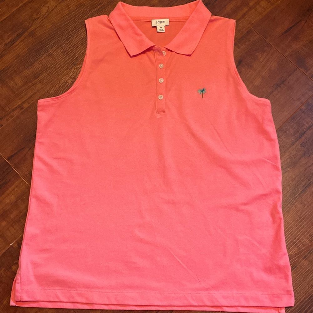 J. Crew Sleeveless Polo Shirt with Palm Tree Size Medium